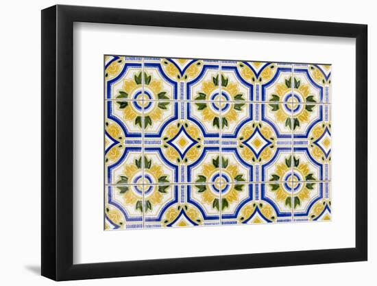Portugal. Aveiro. Blue and Yellow Tile Work in the Historic District-Emily Wilson-Framed Premium Photographic Print