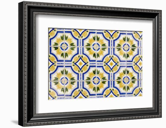 Portugal. Aveiro. Blue and Yellow Tile Work in the Historic District-Emily Wilson-Framed Premium Photographic Print