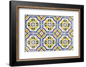Portugal. Aveiro. Blue and Yellow Tile Work in the Historic District-Emily Wilson-Framed Photographic Print