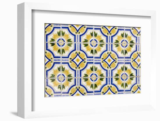 Portugal. Aveiro. Blue and Yellow Tile Work in the Historic District-Emily Wilson-Framed Photographic Print