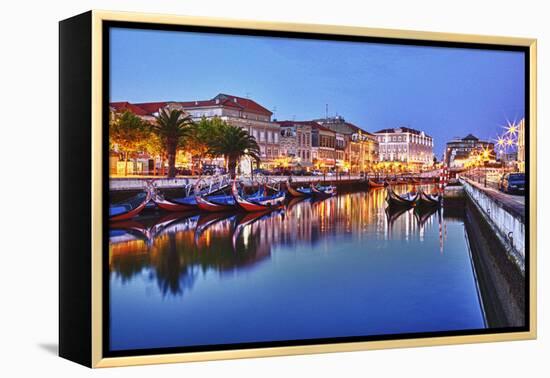 Portugal, Aveiro, Moliceiro Boats Along the Main Canal of Aveiro-Terry Eggers-Framed Premier Image Canvas