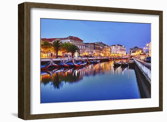 Portugal, Aveiro, Moliceiro Boats Along the Main Canal of Aveiro-Terry Eggers-Framed Photographic Print