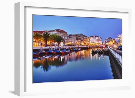 Portugal, Aveiro, Moliceiro Boats Along the Main Canal of Aveiro-Terry Eggers-Framed Photographic Print