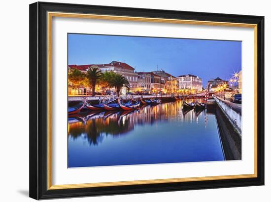 Portugal, Aveiro, Moliceiro Boats Along the Main Canal of Aveiro-Terry Eggers-Framed Photographic Print