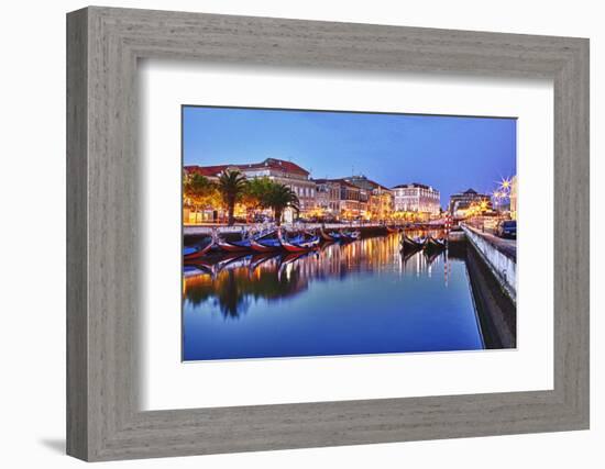 Portugal, Aveiro, Moliceiro Boats Along the Main Canal of Aveiro-Terry Eggers-Framed Photographic Print