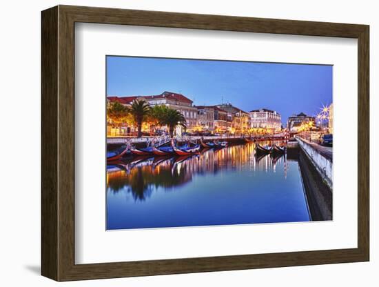 Portugal, Aveiro, Moliceiro Boats Along the Main Canal of Aveiro-Terry Eggers-Framed Photographic Print