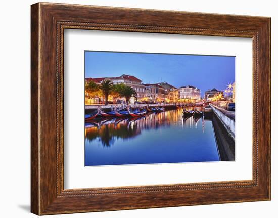 Portugal, Aveiro, Moliceiro Boats Along the Main Canal of Aveiro-Terry Eggers-Framed Photographic Print