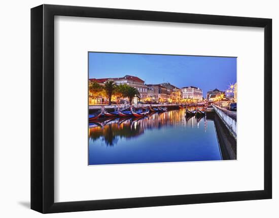 Portugal, Aveiro, Moliceiro Boats Along the Main Canal of Aveiro-Terry Eggers-Framed Photographic Print