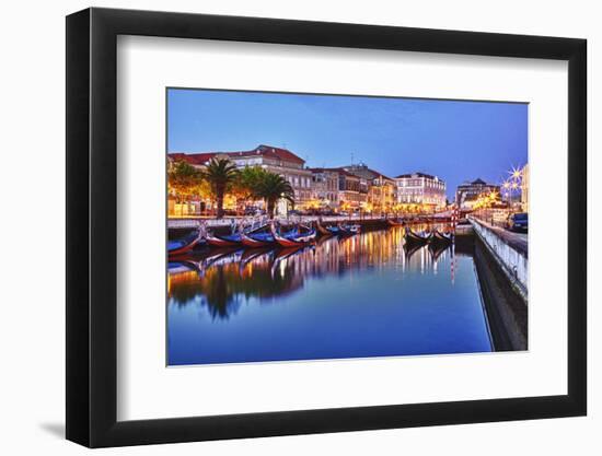 Portugal, Aveiro, Moliceiro Boats Along the Main Canal of Aveiro-Terry Eggers-Framed Photographic Print