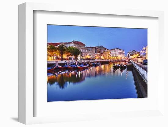 Portugal, Aveiro, Moliceiro Boats Along the Main Canal of Aveiro-Terry Eggers-Framed Photographic Print