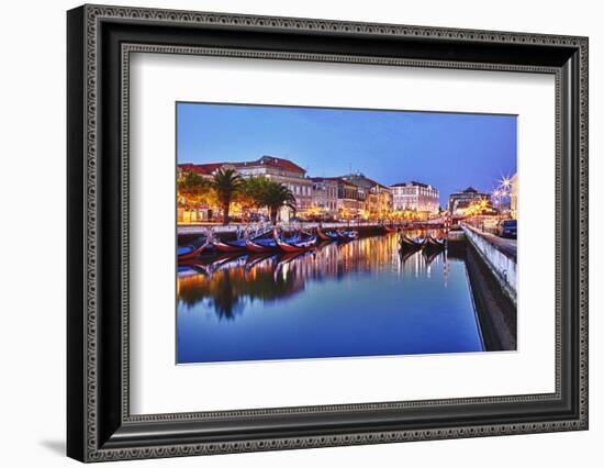 Portugal, Aveiro, Moliceiro Boats Along the Main Canal of Aveiro-Terry Eggers-Framed Photographic Print