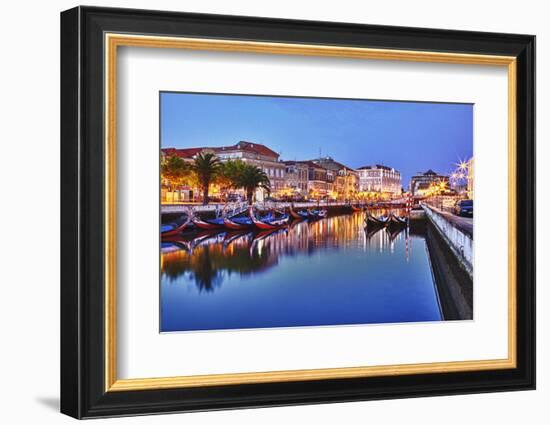 Portugal, Aveiro, Moliceiro Boats Along the Main Canal of Aveiro-Terry Eggers-Framed Photographic Print