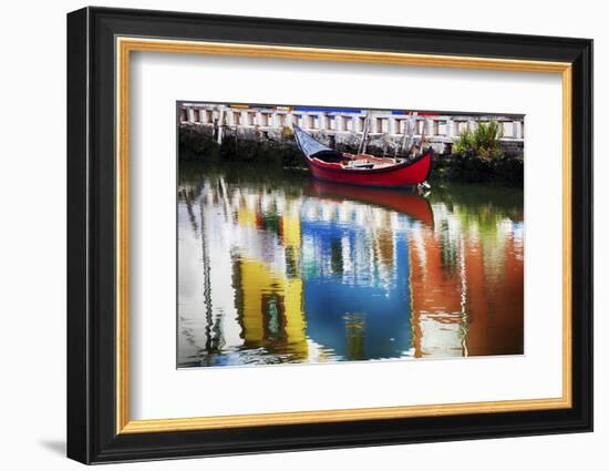 Portugal, Aveiro, Moliceiro Boats Along the Main Canal of Aveiro-Terry Eggers-Framed Photographic Print