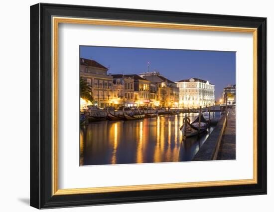 Portugal. Aveiro. 'Portuguese Venice'. Canal District Tourist Gondola and their Reflections-Emily Wilson-Framed Photographic Print