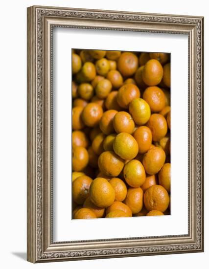 Portugal, Azores, Sao Miguel Island, Ponta Delgada. Mercado da Graca market, native tangerines-Walter Bibikow-Framed Photographic Print