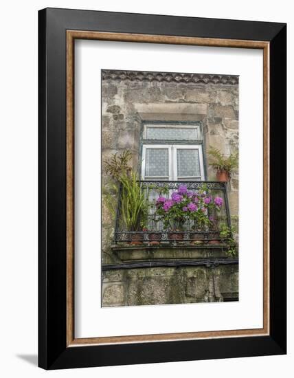 Portugal, Guimaraes, Flowers on Balcony Outside Window-Jim Engelbrecht-Framed Photographic Print