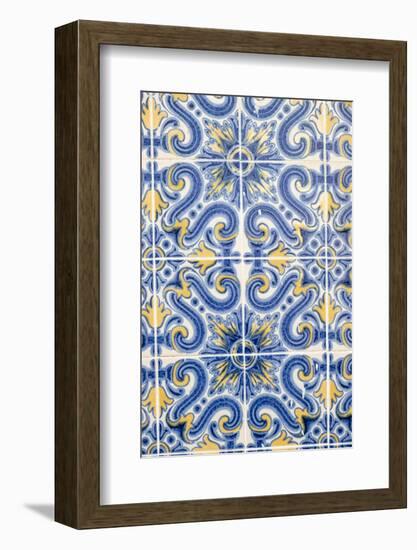 Portugal, Lisbon, Alfama District. Doorway with Blue and Yellow Tile Work-Emily Wilson-Framed Photographic Print