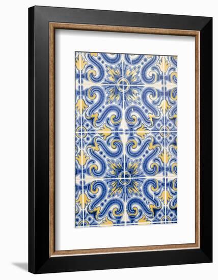 Portugal, Lisbon, Alfama District. Doorway with Blue and Yellow Tile Work-Emily Wilson-Framed Photographic Print