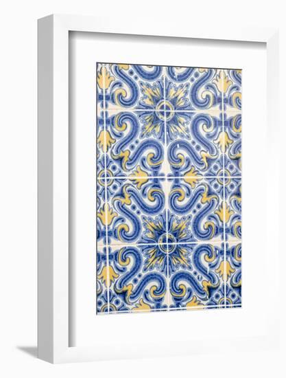 Portugal, Lisbon, Alfama District. Doorway with Blue and Yellow Tile Work-Emily Wilson-Framed Photographic Print