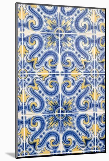 Portugal, Lisbon, Alfama District. Doorway with Blue and Yellow Tile Work-Emily Wilson-Mounted Photographic Print