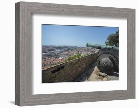 Portugal, Lisbon, Cannon and View from St. George Castle-Jim Engelbrecht-Framed Photographic Print