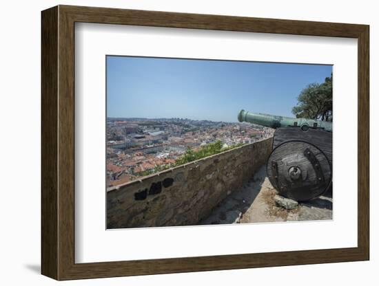 Portugal, Lisbon, Cannon and View from St. George Castle-Jim Engelbrecht-Framed Photographic Print