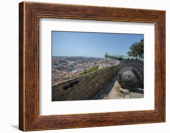 Portugal, Lisbon, Cannon and View from St. George Castle-Jim Engelbrecht-Framed Photographic Print