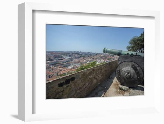 Portugal, Lisbon, Cannon and View from St. George Castle-Jim Engelbrecht-Framed Photographic Print