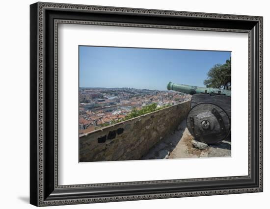 Portugal, Lisbon, Cannon and View from St. George Castle-Jim Engelbrecht-Framed Photographic Print