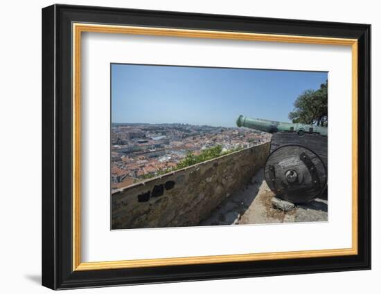 Portugal, Lisbon, Cannon and View from St. George Castle-Jim Engelbrecht-Framed Photographic Print