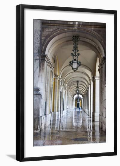 Portugal, Lisbon. Columns of the Arcade of Commerce Square with Reflections-Terry Eggers-Framed Photographic Print