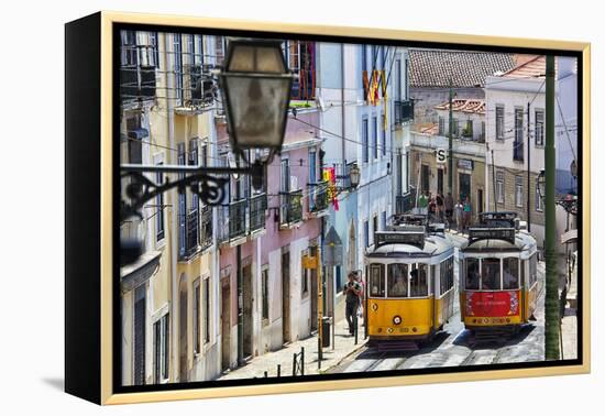 Portugal, Lisbon. Famous Old Lisbon Cable Car-Terry Eggers-Framed Premier Image Canvas