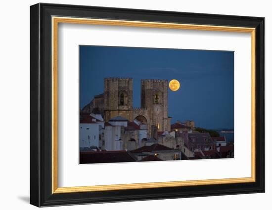 Portugal, Lisbon. Lisbon Cathedral and Full Moon-Jaynes Gallery-Framed Photographic Print