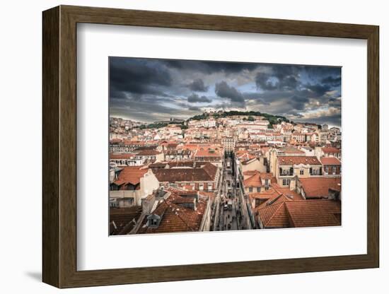 Portugal, Lisbon, Rooftop View of Baixa District with Sao Jorge Castle and Alfama District Beyond-Alan Copson-Framed Photographic Print