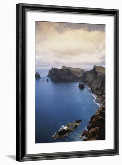 Portugal, Madeira, Ponta De Sao Lourenco. Cliff Along Sea-Walter Bibikow-Framed Photographic Print