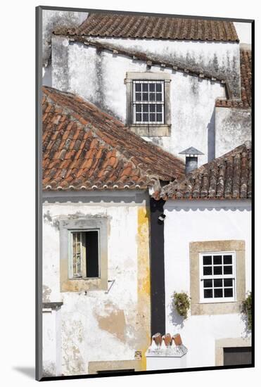 Portugal, Obidos. Ancient, red, terra cotta tiled roof tops, lines.-Emily Wilson-Mounted Photographic Print