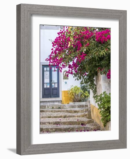 Portugal, Obidos. Beautiful bougainvillea blooming in the town of Obidos, Portugal.-Julie Eggers-Framed Photographic Print