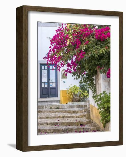 Portugal, Obidos. Beautiful bougainvillea blooming in the town of Obidos, Portugal.-Julie Eggers-Framed Photographic Print