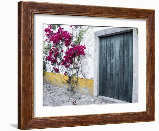 Portugal, Obidos. Beautiful bougainvillea blooming in the town of Obidos, Portugal.-Julie Eggers-Framed Photographic Print