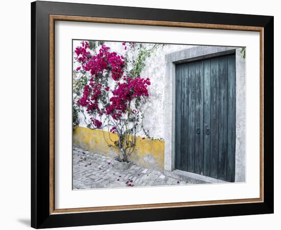 Portugal, Obidos. Beautiful bougainvillea blooming in the town of Obidos, Portugal.-Julie Eggers-Framed Photographic Print