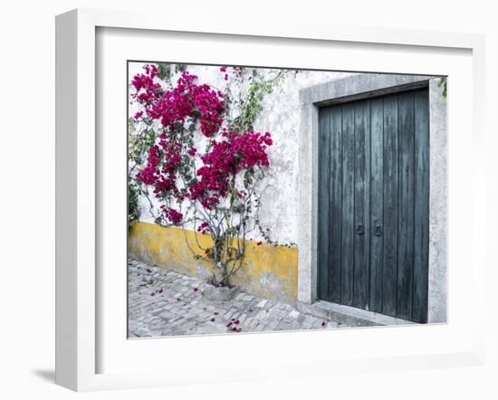 Portugal, Obidos. Beautiful bougainvillea blooming in the town of Obidos, Portugal.-Julie Eggers-Framed Photographic Print