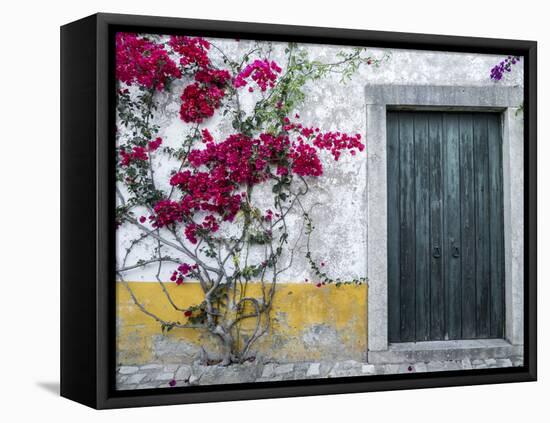 Portugal, Obidos. Beautiful bougainvillea blooming in the town-Julie Eggers-Framed Premier Image Canvas