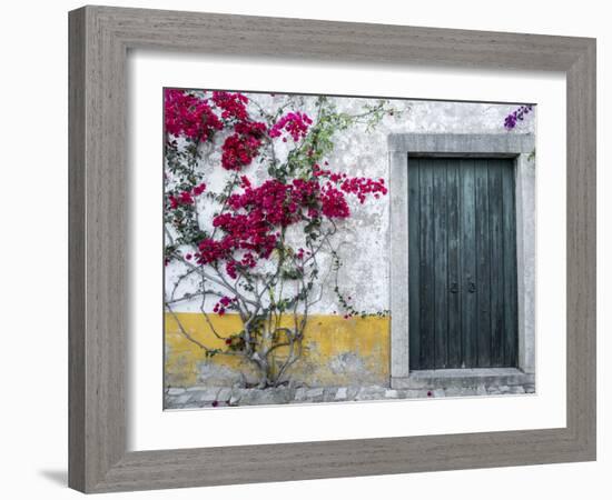 Portugal, Obidos. Beautiful bougainvillea blooming in the town-Julie Eggers-Framed Photographic Print