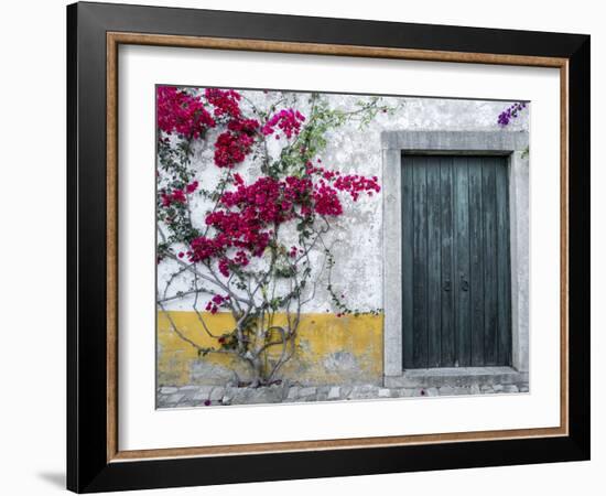 Portugal, Obidos. Beautiful bougainvillea blooming in the town-Julie Eggers-Framed Photographic Print