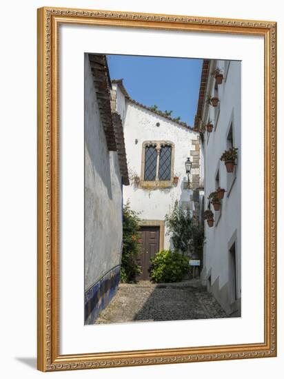 Portugal, Obidos, House on Cobblestone Street-Jim Engelbrecht-Framed Photographic Print