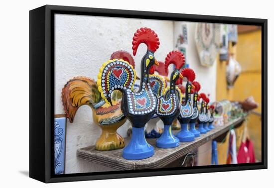 Portugal, Obidos, Traditional Painted Black Roosters-Lisa S. Engelbrecht-Framed Premier Image Canvas
