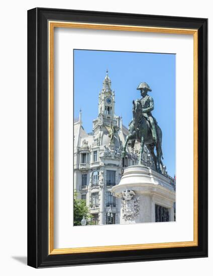 Portugal, Oporto, Liberty Square, Statue of King Pedro Iv-Jim Engelbrecht-Framed Photographic Print