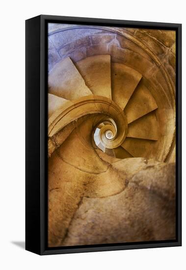 Portugal, Tomar, Spiral Stone Staircase in Convento De Cristo-Terry Eggers-Framed Premier Image Canvas