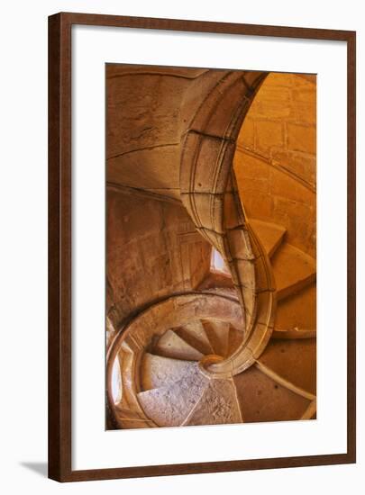 Portugal, Tomar, Spiral Stone Staircase in Convento De Cristo-Terry Eggers-Framed Photographic Print