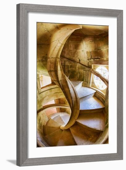 Portugal, Tomar, Spiral Stone Staircase in Convento De Cristo-Terry Eggers-Framed Photographic Print